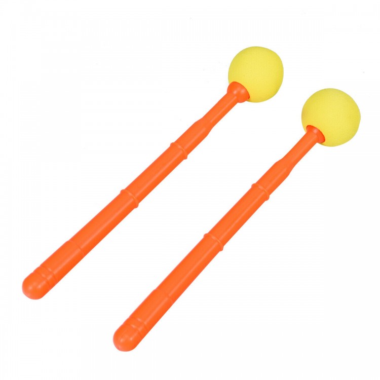 Bright orange drumsticks with yellow foam heads for the Electric Jazz Drum Set, designed for children's musical play.