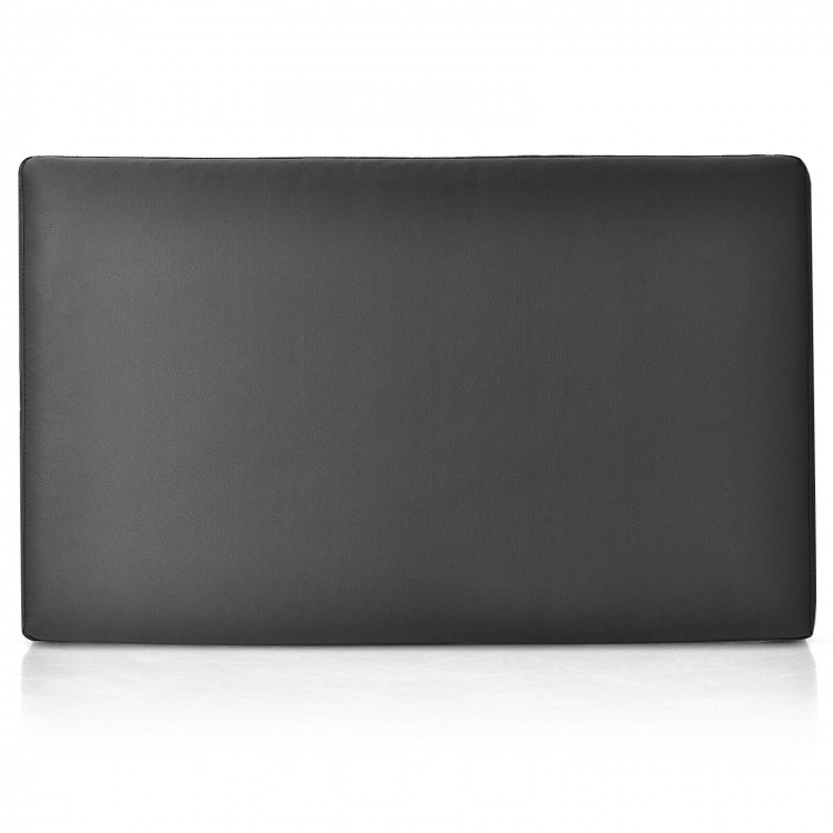 PU leather upholstered wall-mounted headboard in black, featuring a thick MDF frame for durability and modern design.