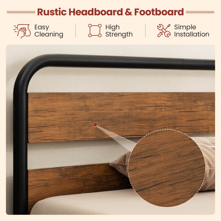 Rustic headboard and footboard detail of the Arc Platform Bed, featuring easy cleaning and high strength for stability.