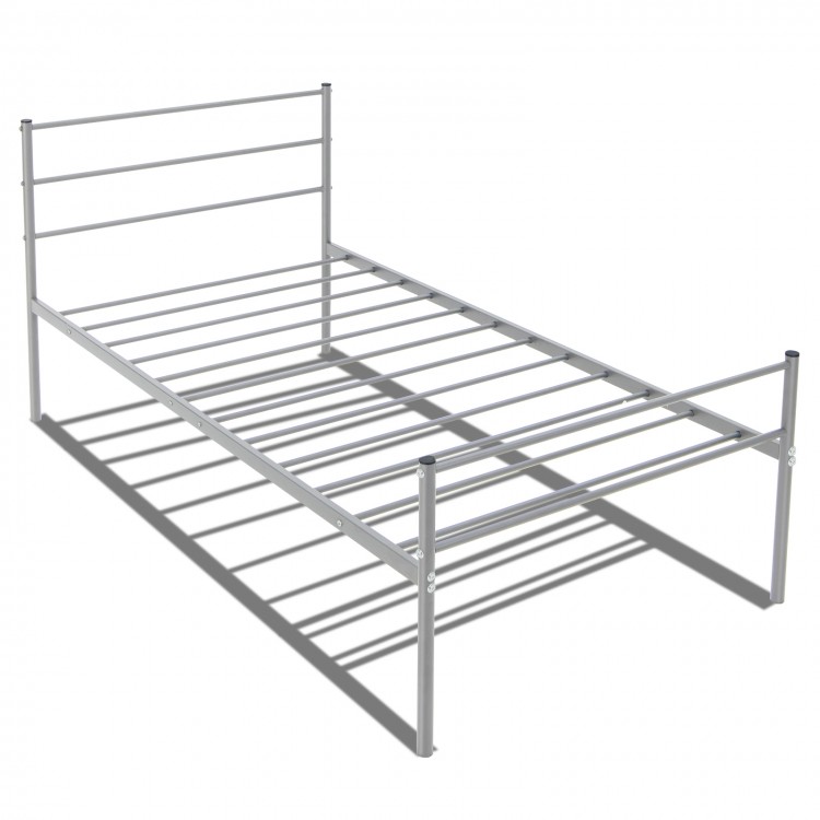 Twin Size Metal Bed Frame Platform with Headboard for Bedroom - Gallery View 1 of 11