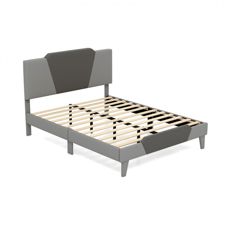 Side view of the Full/Queen/Twin velvet upholstered bed frame, highlighting the breathable fabric and modern design.