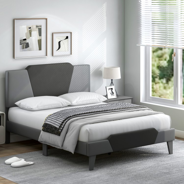 Full size velvet upholstered bed frame with high headboard, featuring a modern design and strong metal support.