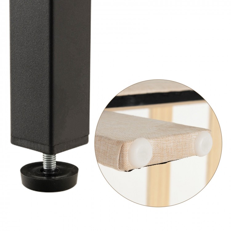 Close-up of the adjustable anti-slip foot pads on the Full Size Bed Frame with Nail Headboard for enhanced stability.