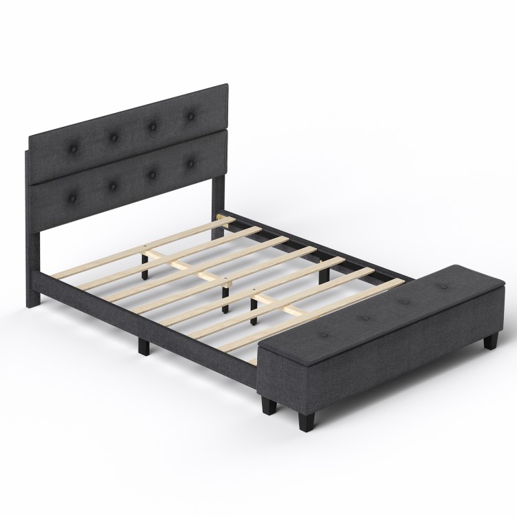 Full/Queen/Twin Upholstered Bed Frame with Ottoman Storage - Costway
