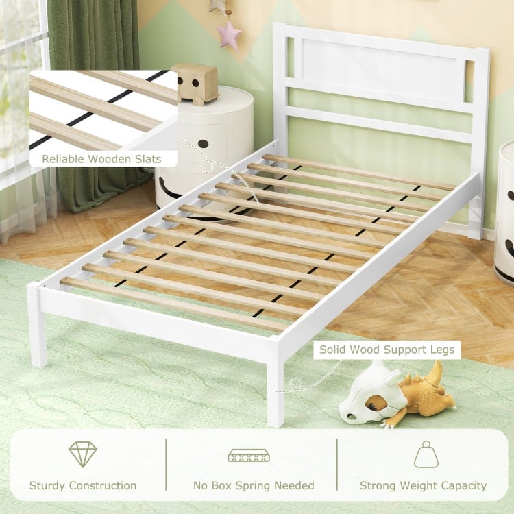 Twin/Full/Queen Size Wood Bed Frame with Headboard and Wooden Slats Support - Gallery View 13 of 15