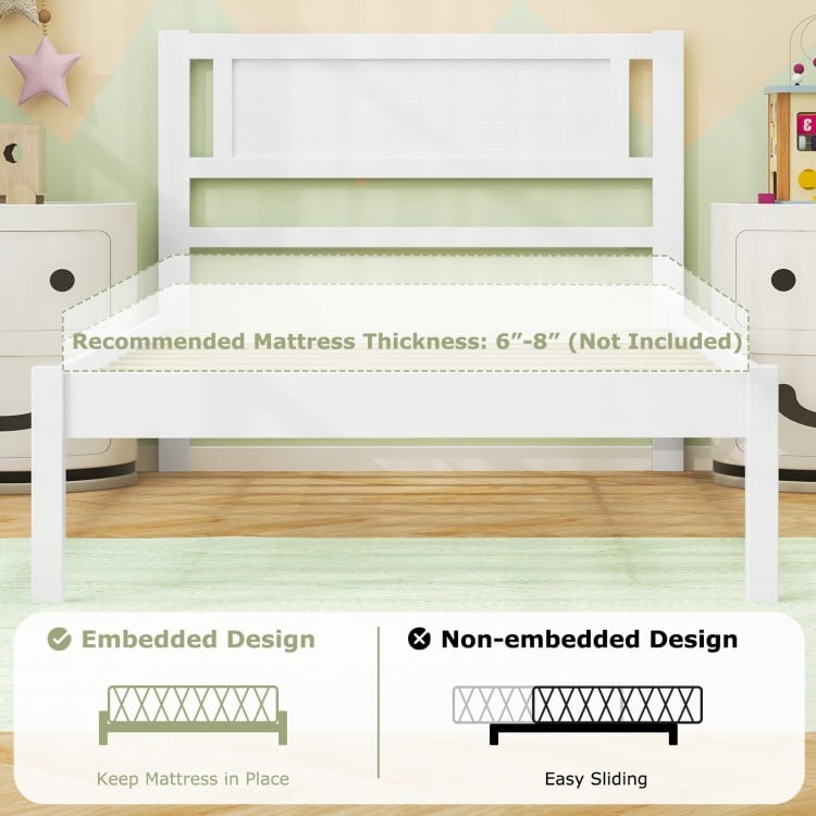 Twin/Full/Queen Size Wood Bed Frame with Headboard and Wooden Slats Support - Gallery View 15 of 15