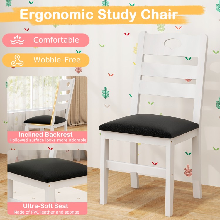 Ergonomic study chair with inclined backrest, ultra-soft PVC leather seat, and wobble-free design for comfort.