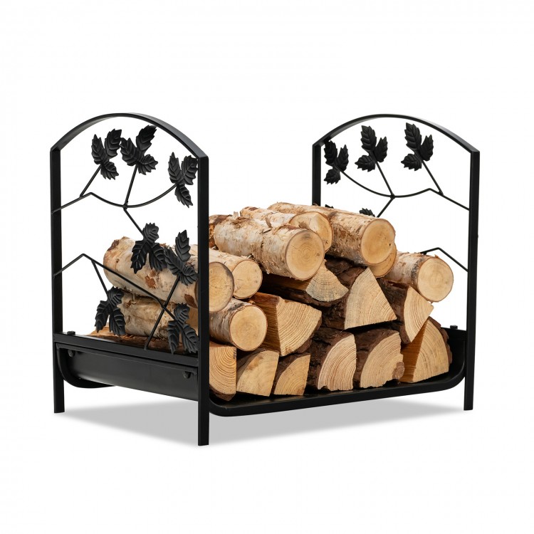 Heavy-duty 19-inch firewood rack with a rustproof steel frame, holding logs off the ground for better burning.
