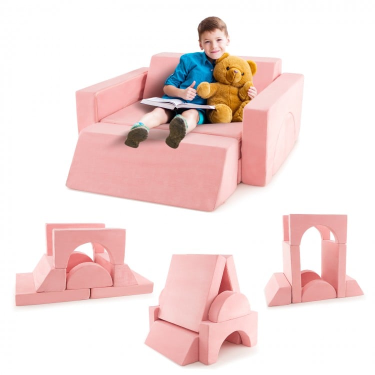 8 Pieces Kids Modular Play Sofa with Detachable Cover for Playroom and Bedroom - Gallery View 1 of 10