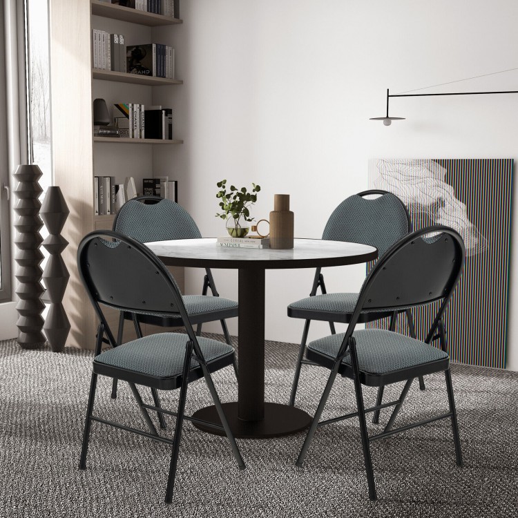 Padded folding office chairs with backrest in a modern setting, showcasing ergonomic design and space-saving features.
