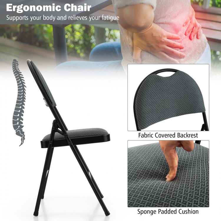 Padded folding office chair with ergonomic backrest and sponge cushion, designed for comfort and easy storage.