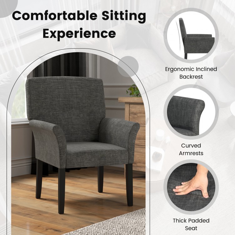 Gray executive guest chair featuring a curved backrest, thick padded seat, and stylish design for reception areas.