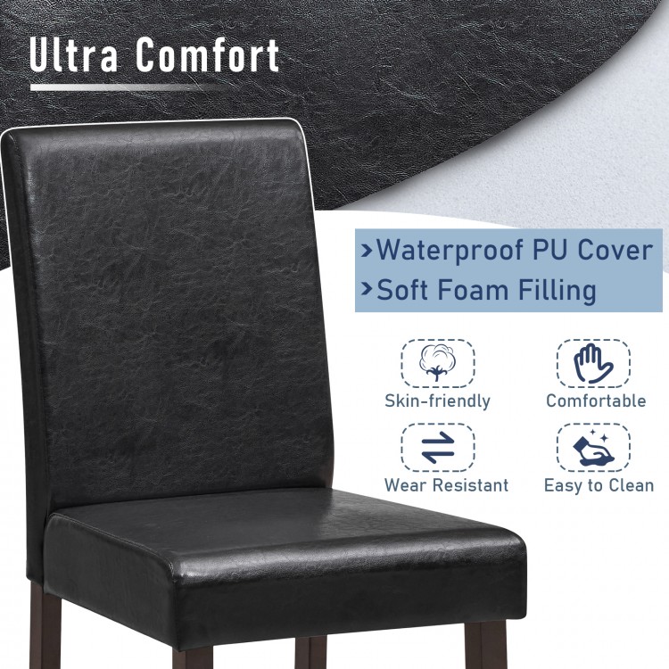 Black bar stool with soft padded seat, 25" height, made of durable rubber wood, perfect for kitchens and cafes.