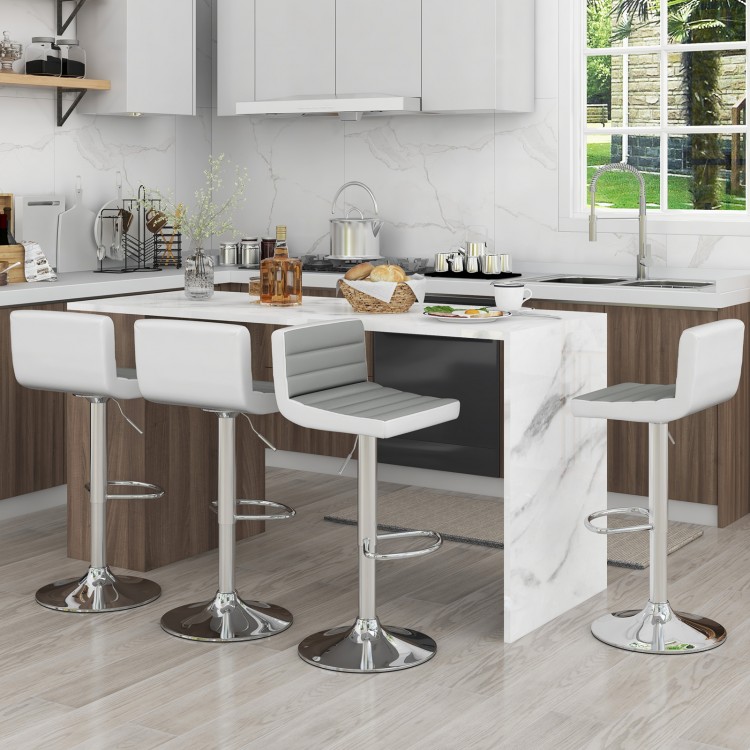 Adjustable height barstools with PU leather seats and ergonomic backrests, perfect for kitchen islands or cafes.
