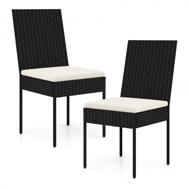 PE Wicker Patio Chairs Set of 2/4 with Cushions for Porch Deck Garden and Backyard - Gallery View 1 of 9