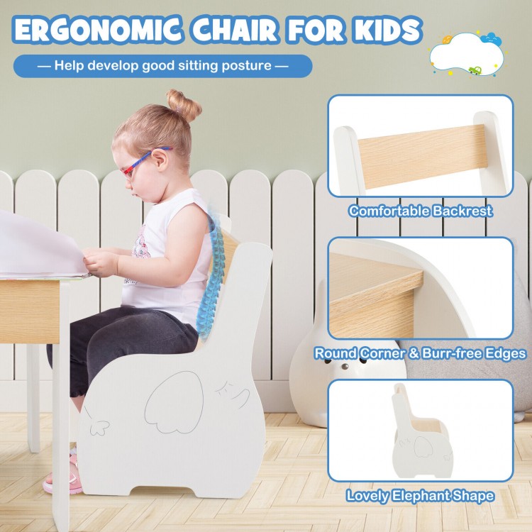 Ergonomic kids chair with comfortable backrest and round corners, designed for safety and comfort in playrooms or.