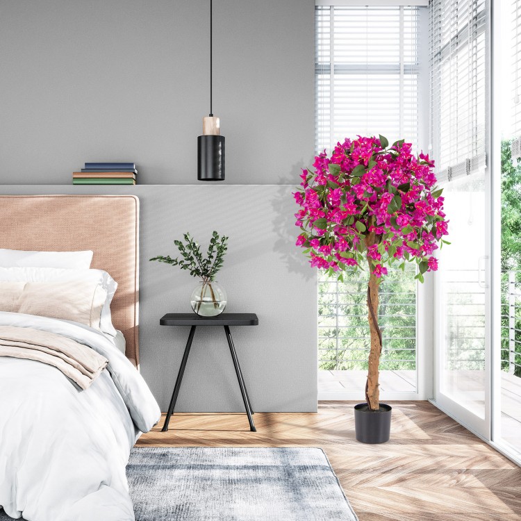 4.5 feet artificial azalea tree with vibrant red flowers in a cement pot, perfect for indoor decoration and.