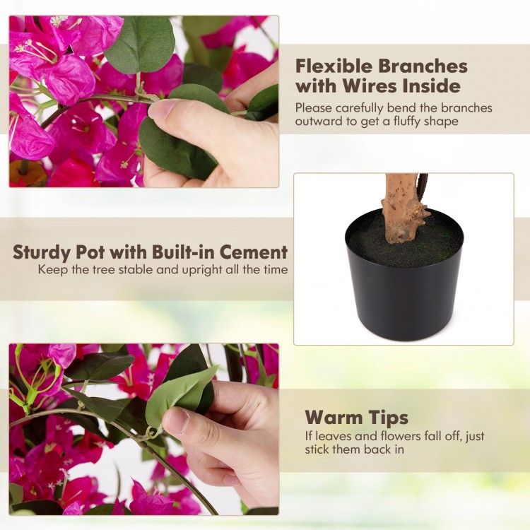 4.5 feet artificial azalea tree with 576 flowers in a sturdy cement pot, ideal for indoor decoration and.