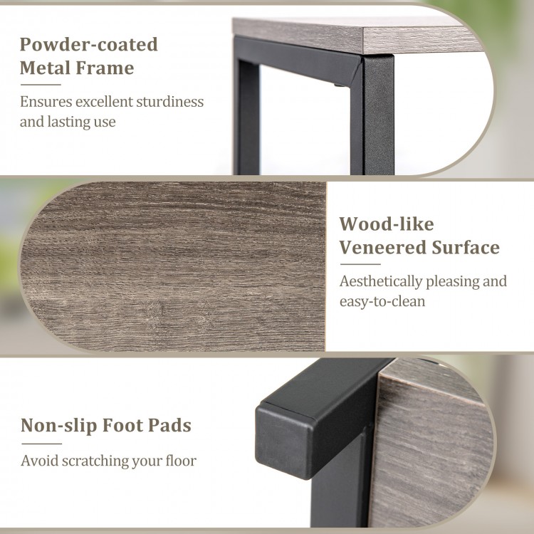 3-tier tall metal plant stand with a wood-like veneered surface, featuring a sturdy frame and non-slip foot pads for.