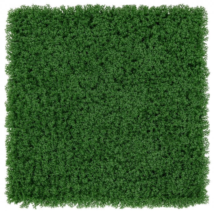 Dense green artificial grass wall panel, 20 x 20 inches, made of non-fading PE material for garden or balcony.