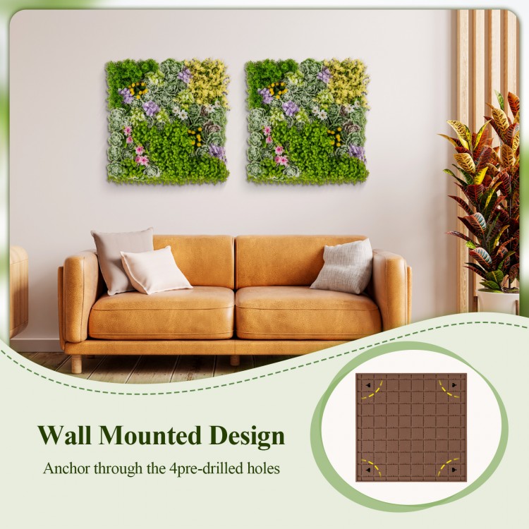 20" x 20" wall-mounted 3D hanging succulents with 10 types of faux plants, perfect for balcony or home decor.