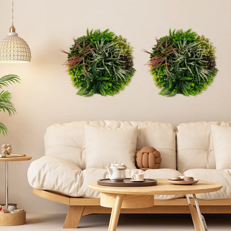 Square framed artificial foliage wall art featuring vibrant faux plants, perfect for indoor or outdoor decoration.