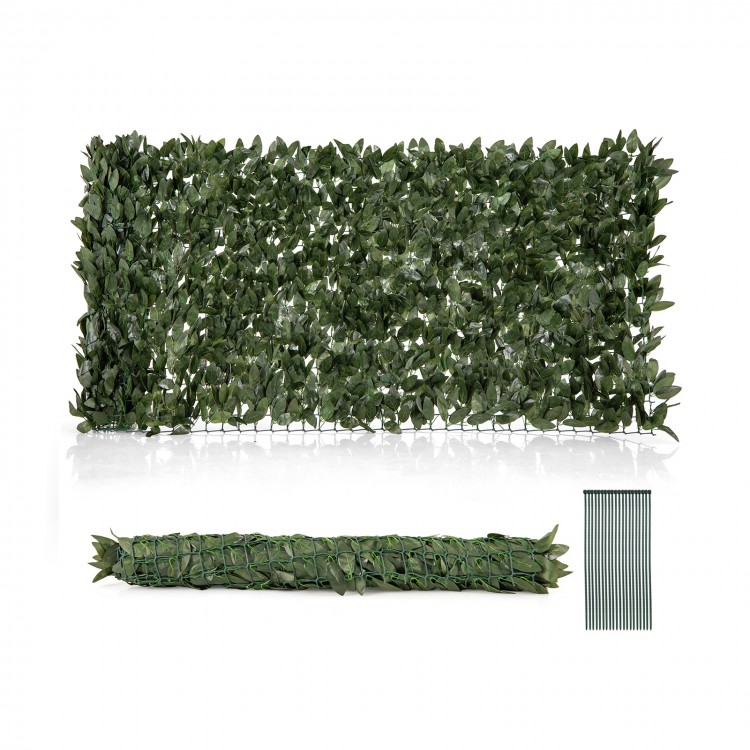 Artificial lily leaf privacy fence roll, made of durable polyester and PE leaves, ideal for garden and balcony.