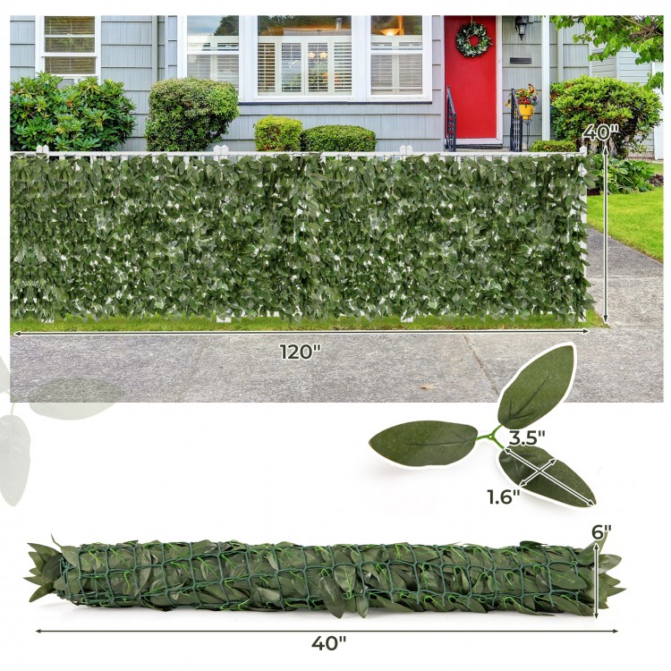 Artificial lily leaf privacy fence, 120" x 40", made of durable polyester, ideal for garden and balcony decoration.
