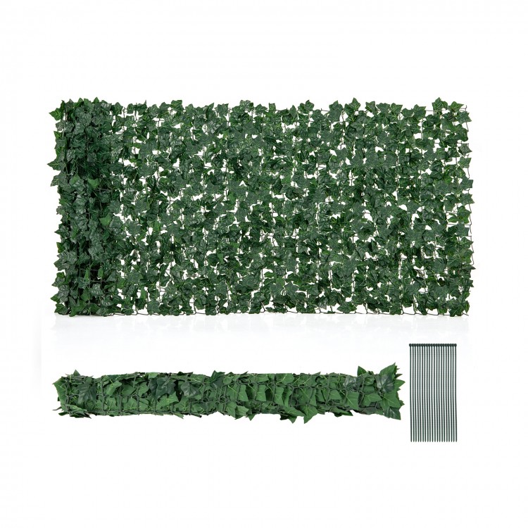 Artificial ivy privacy fence with simulated leaf texture, measuring 120 x 40 inches, perfect for versatile indoor and.