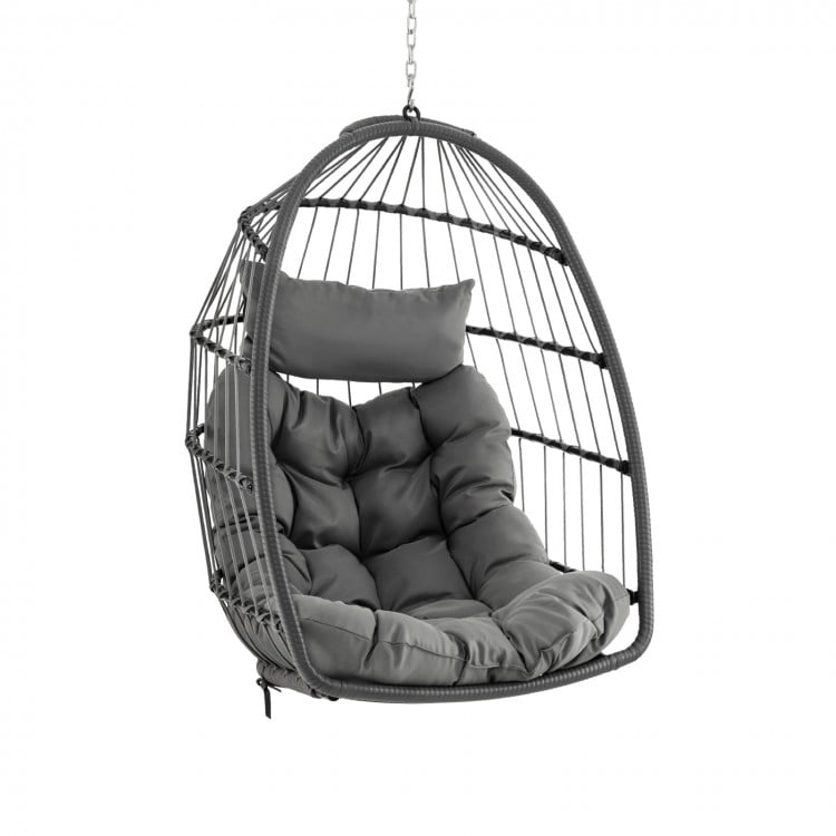 Hanging Egg Chair with Head Pillow and Large Seat Cushion - Gallery View 1 of 10