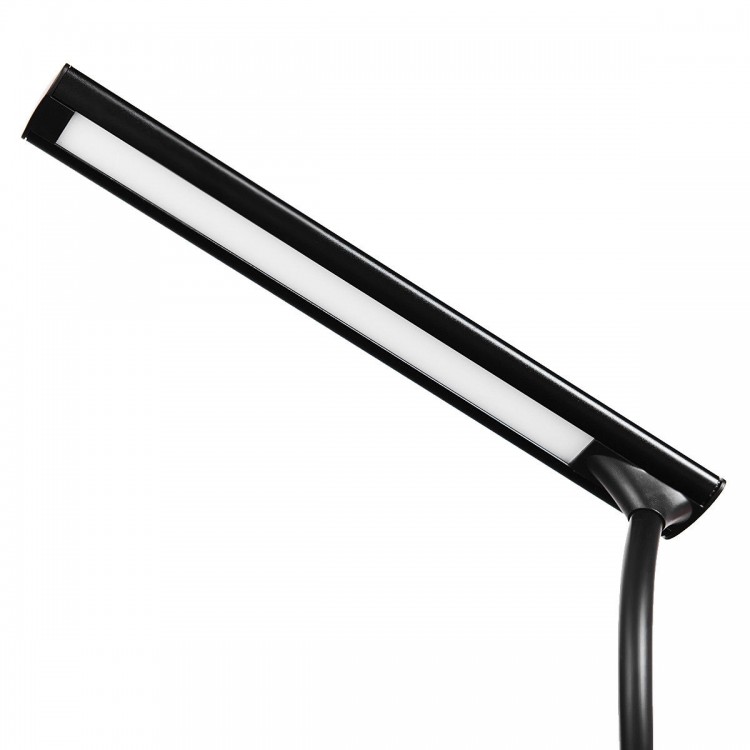 Black swing-arm lamp included with the deluxe steel-frame manicure table, ideal for upscale salon lighting.