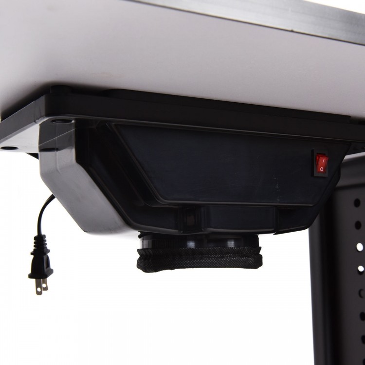 Electric downdraft nail vent detail of the Deluxe Salon Steel Frame Manicure Table for minimizing dust and fumes.