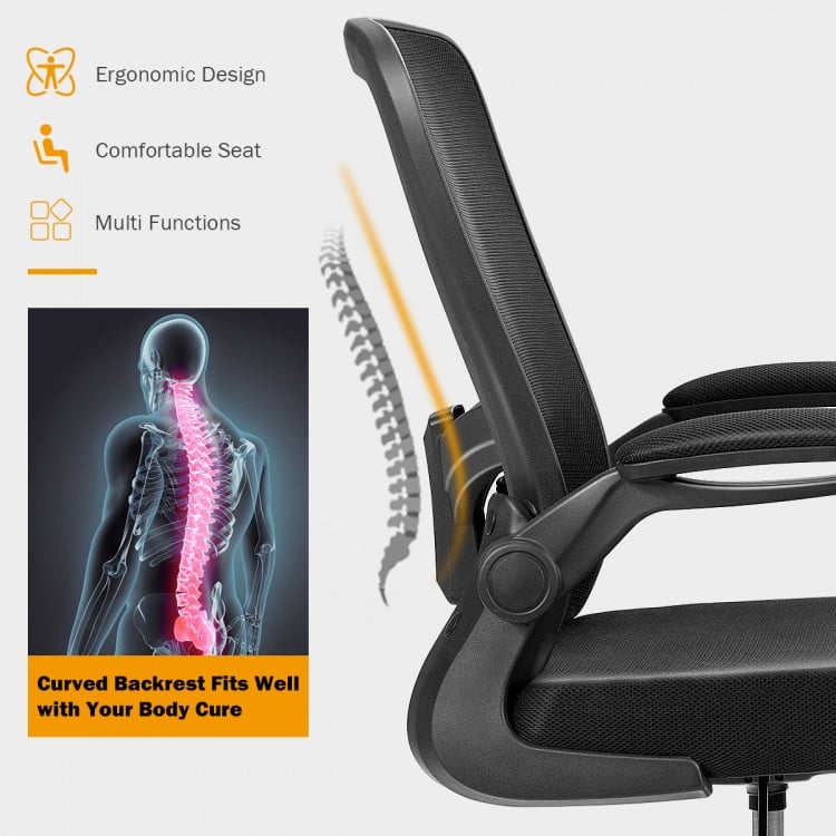Ergonomic backrest of the height adjustable drafting chair with breathable mesh for comfort and support.