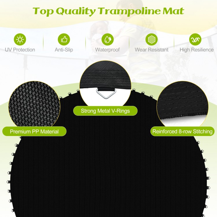 High-elastic PP replacement jumping mat for 8 ft trampolines, featuring reinforced stitching and UV protection for.