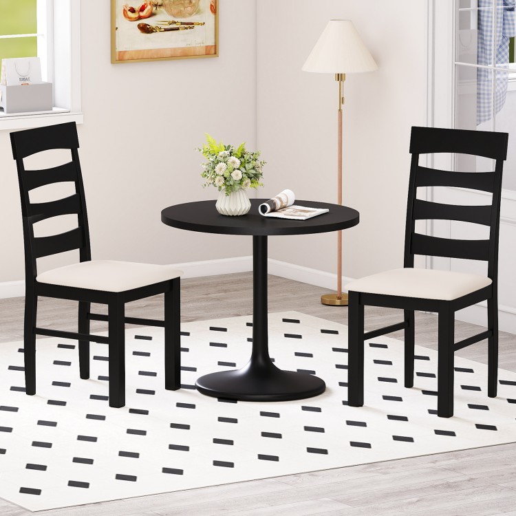 Black high back dining chairs set of 2 with padded seats, featuring ergonomic design for comfort and support.