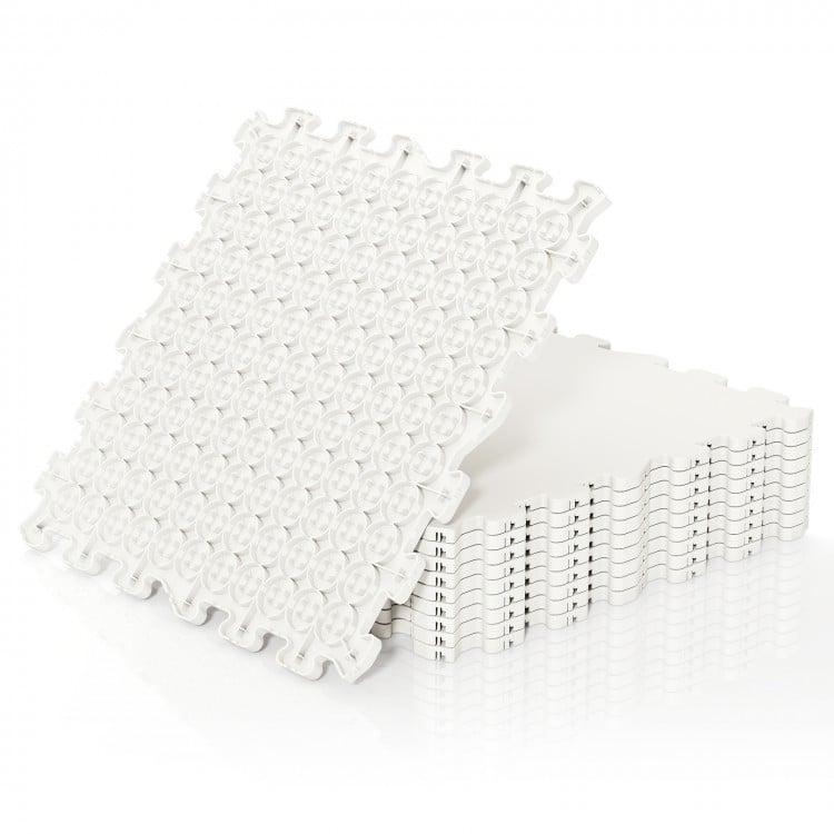 Hockey flooring tiles in white, made of UHMW-PE, ideal for training and easy assembly for indoor or outdoor use.