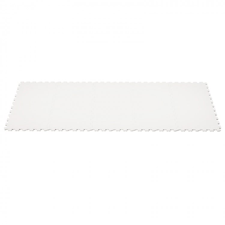 Hockey flooring tiles in white, made of UHMW-PE, ideal for training on synthetic ice, covering 23.5 sq. ft.