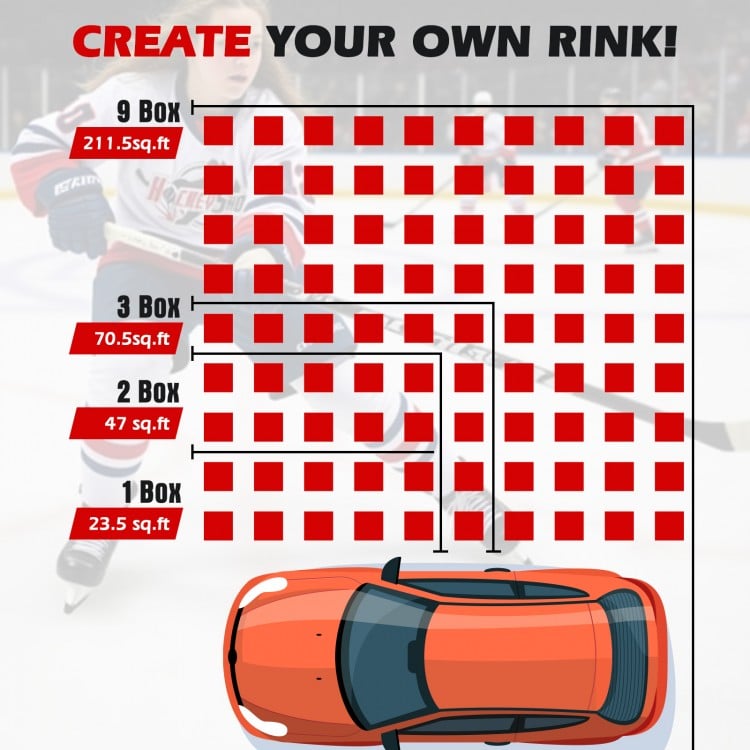 Hockey flooring tiles in a grid layout, made of UHMW-PE for training, covering 23.5 sq. ft., ideal for indoor and.