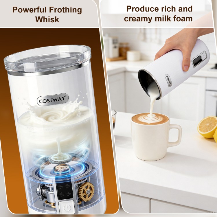 Powerful milk frother produces rich and creamy foam, perfect for café-style beverages at home.
