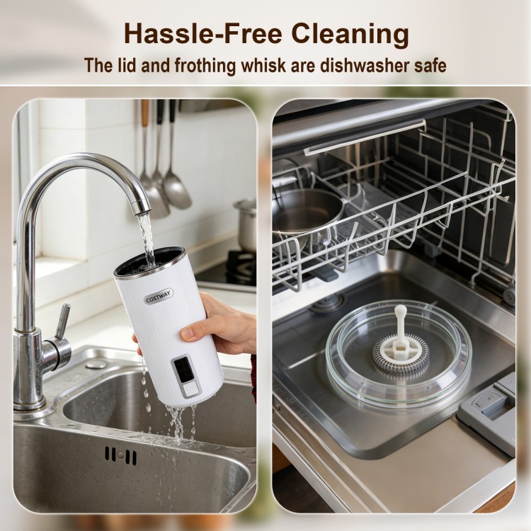 The milk frother and lid are dishwasher safe for easy cleaning in the Home Espresso Coffee Station Set.