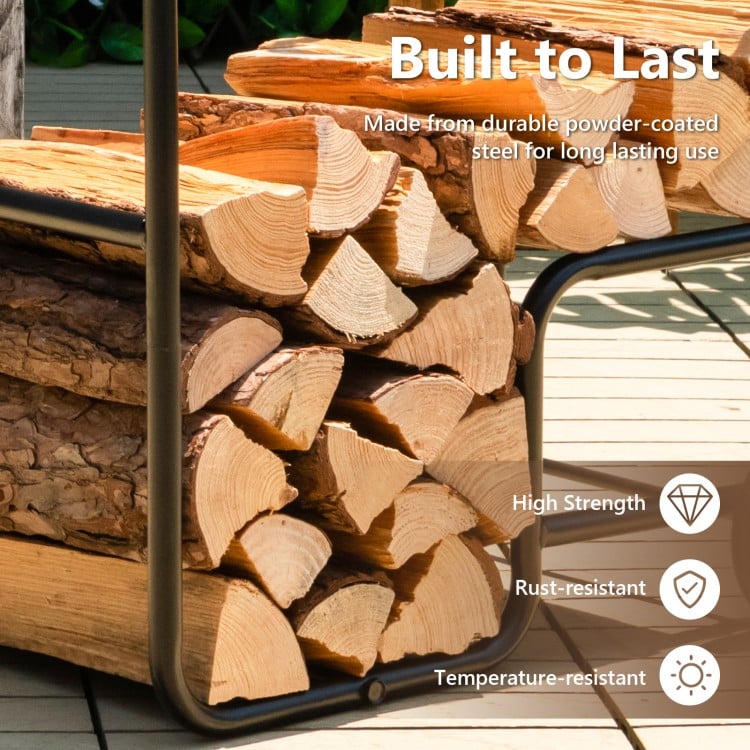 Firewood log cart carrier with durable steel frame and wear-resistant wheels for easy indoor and outdoor log movement.