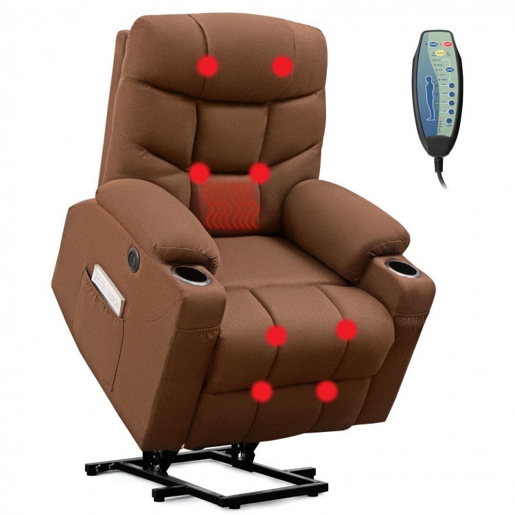 Electric Power Lift Recliner Chair with Vibration Massage and Lumbar Heat -  Costway