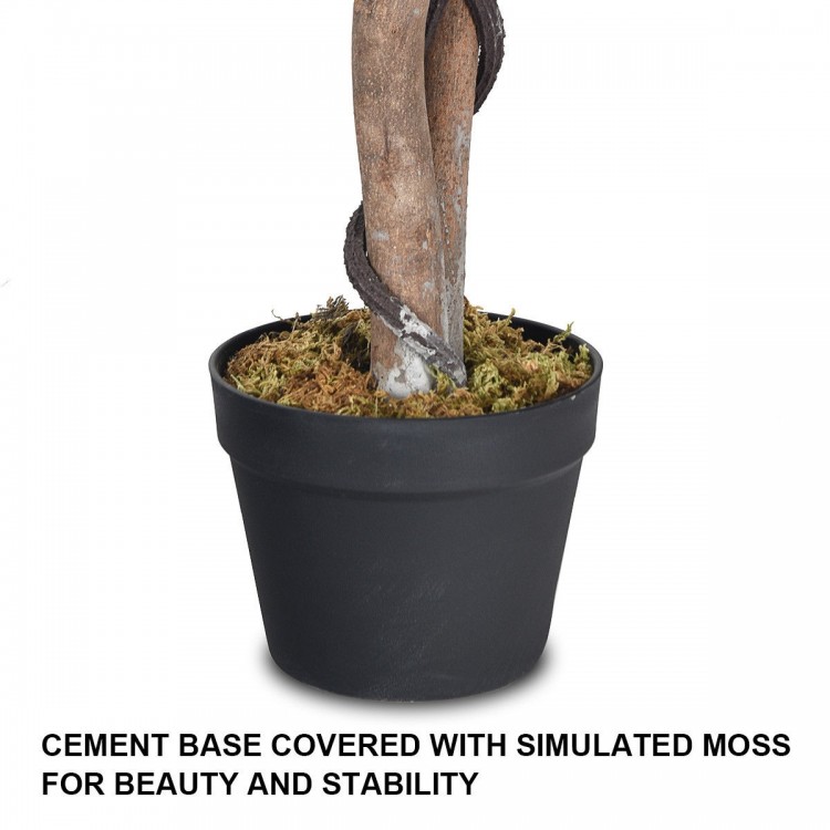 Artificial ficus tree with cement base and simulated moss, 5.5 feet tall, perfect for home or office decor.