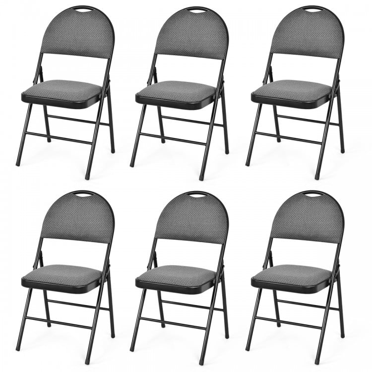 6 Pieces Folding Chairs Set with Handle Hole and Portable Backrest - Costway