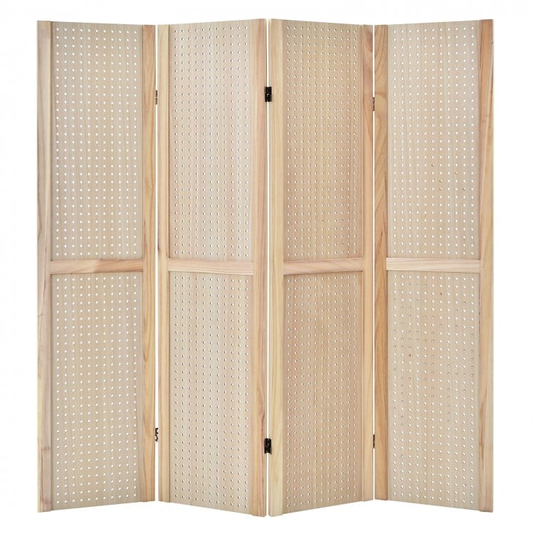 4-Panel Pegboard Display 5 Feet Tall Folding Privacy Screen - Gallery View 1 of 13