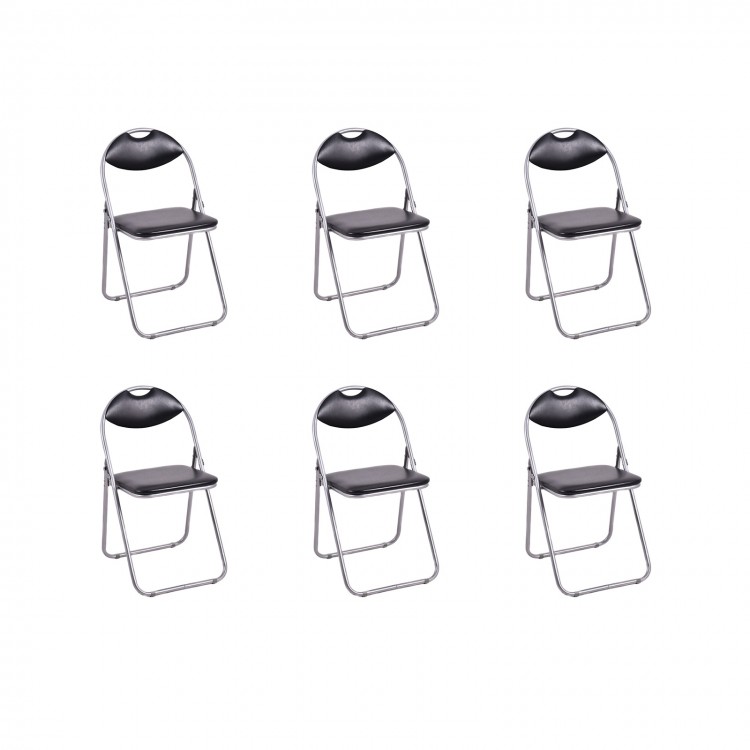Set of 6 U-shape folding chairs with anti-slip foot pads, providing stability for parties and family gatherings.