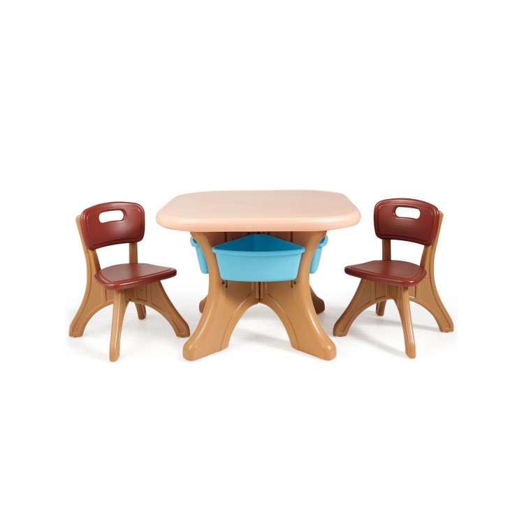 Kids activity table showcasing four storage drawers, made from durable PP material, ideal for children's play and.