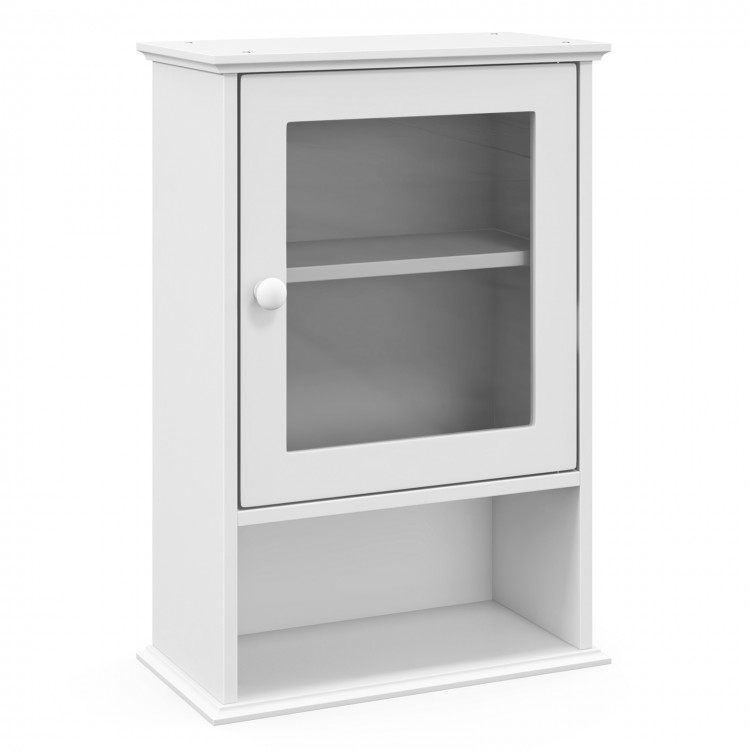 Bathroom Wall Mounted Adjustable Storage Cabinet with Open Shelf - Gallery View 1 of 10