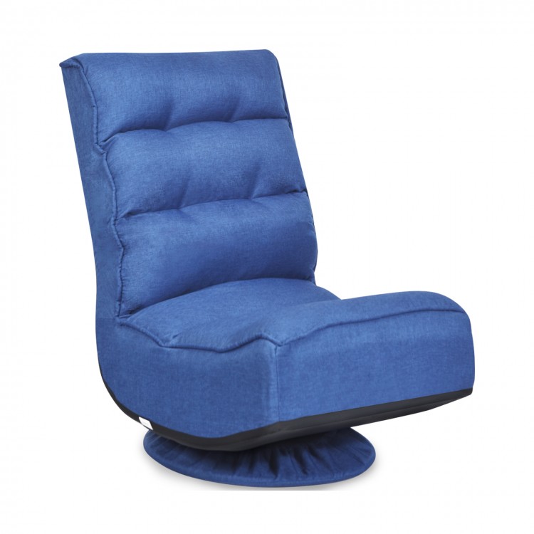 Navy 5-position folding floor gaming chair featuring a plush padded seat and durable iron structure for lasting support.