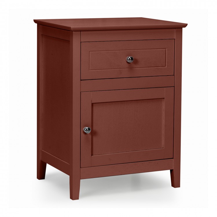 2-tier accent table in warm espresso finish with drawer and cabinet, ideal for bedside or living room storage.